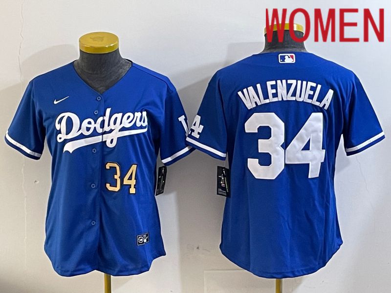 Women Los Angeles Dodgers #34 Valenzuela 2024 blue jersey 202411207->los angeles dodgers->MLB Jersey